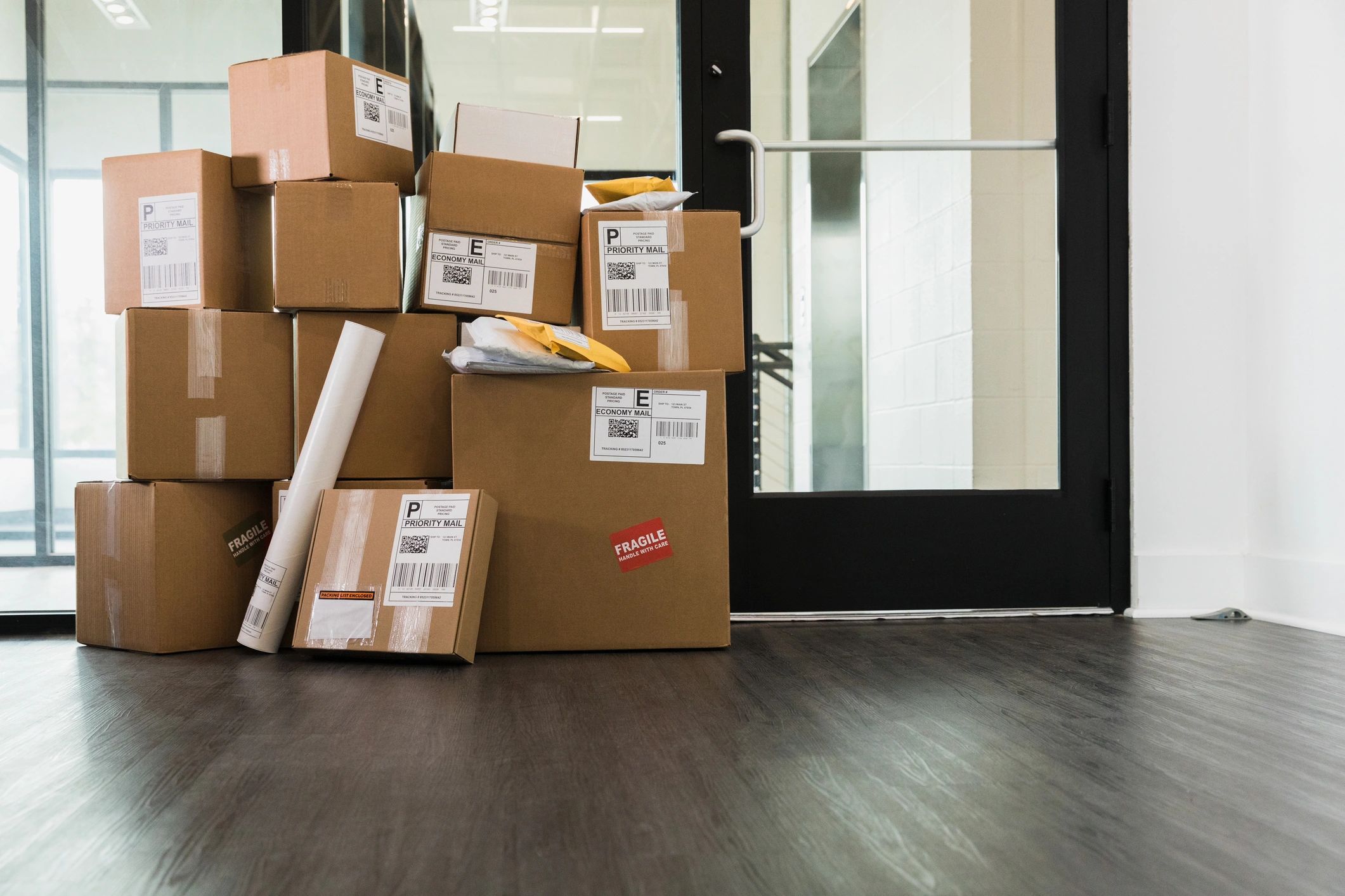 Stack of shipping boxes representing fast, discreet shipping
